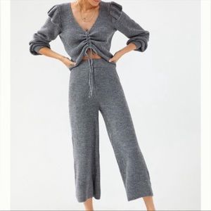 Anthropologie Daily Practice Ruffled knit lounge set